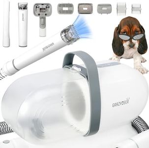 Crazydeer Pet Grooming Kit Dog Grooming Vacuum 3 Gears of Suction Vacuum for Shedding Pet Grooming Supplies Pet Hair Suction 99% 2L/Low Noise/with 6 Grooming Tools