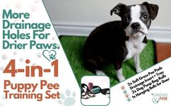 Panther Paw Dog Grass Pad with Tray (Extra Drain Holes) Plus Dog Potty Training Supplies. Two 20x25in Reusable Astroturf Grass Pad for Dogs with Dog Pad Holder Tray, Dog Doorbell and Dog Poop Bags