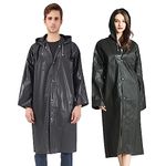 AIDEGER EVA Rain Ponchos for Adults, 2 Pack Reusable Raincoats with Hoods and Sleeves Lightweight Rain Jacket