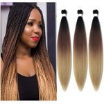 BALINGHAIR Braiding Hair Pre-Stretched Kanekalon High Temperature Synthetic Fiber Braid Hair 28 Inches (Ombre Brown, 28 Inch (Pack of 3))