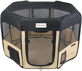 ZuHucpts 48" Portable Foldable Pet Playpen Exercise Pen for Dogs Puppies/Cats | Indoor/Outdoor Use | Includes Pet Grooming Glove