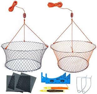 Anglerbasics Crab Trap,Foldable Hand Cast Fishing Nets for Crabbing Crayfish Blue Crabs Lobsters,Portable Crab Cage,Crab Net with Crab Measure Tool,Bait Bag,Bait Clip,Net Repair Shuttle