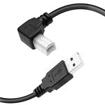 USB Printer Cable YACSEJAO 90 Degree USB 2.0 A Male to B Male Printer Scanner USB B Cable Cord with 480Mbps High Speed Printing, 1.5M(Left Angle)