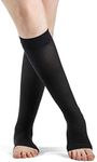 DYNAVEN by Sigvaris Women's Compression Calf-High Socks 20-30mmHg - Open Toe Design for Daily Comfort & Support - Large Long - Black