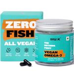 RawRX Vegan Omega 3 Supplement, Algae & Flaxseed Oil, Zero Fish, 3x Bioavailable, Burpless, No Carrageenan, For Heart, Cholesterol, Joints, Hair & Skin, Men & Women, 60 Vegetarian Capsules, Pack Of 2