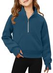 storeofbaby Sweatshirts for Girls Comfy Soft Long Sleeve Tops Lighweight Fall Winter Outfits Deep Blue 12-13 Years