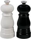 Le Creuset Petite Salt and Pepper Mill Set, 5" x 2" Each, Black and White