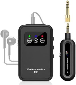 Kadjuh Stereo Wireless in-Ear Monitor System 2.4G Wireless IEM System Stage Monitor with 90° Rotate Transmitter Beltpack Receiver Automatic Pairing, 164ft for Studio, Band, Live Performance