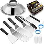 Griddle Assecories Compatible with Blackstone and Camp Chef, Flat Top Griddle Scraper Tool with Melting Dome for Outdoor Cooking,Teppanyaki, Hibachi, BBQ (Wooden Handle)