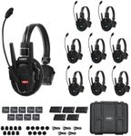 SYNCO Xtalk Xpro9 Wireless Intercom Headset System for 9 Persons, Communication Headset 2.4 GHz 1640feet/500m Long Distance Noise Reduction for Live Show Stage Performance Movie Shoot (Xpro9/9 PCS)