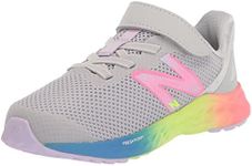 New Balance Baby Fresh Foam Arishi V4 Hook and Loop Running Shoe, Light Aluminum/Cyber Lilac/Neon Pink, 3 US Unisex Infant