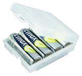 ANSMANN 4-Way Battery Storage Organiser Case For AA/AAA Batteries [Pack of 1] Plastic Storage Holder For up to 4 AA/AAA Batteries - Ideal For Storing Full and Empty Batteries