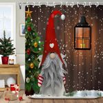 Ofteber Bathroom Shower Curtain Set Christmas Gnome Candles Snowflake Gift Boxes Shower Curtain Waterproof Winter Fabric Bth Curtain with 12 Hooks 72 x 72 Inch(#03)