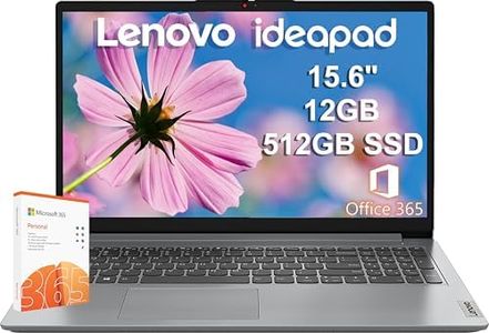 Lenovo IdeaPad 15.6" HD Laptop (12GB RAM, 512GB PCIe SSD, 1-Year Microsoft Office 365, Intel Celeron N4500) for Business, Students, Home, Numeric Keypad, Webcam, Wi-Fi 6, HDMI, Win 11 Home in S Mode