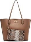 Anne Klein Large AK Turn Lock Tote, Truffle, Truffle