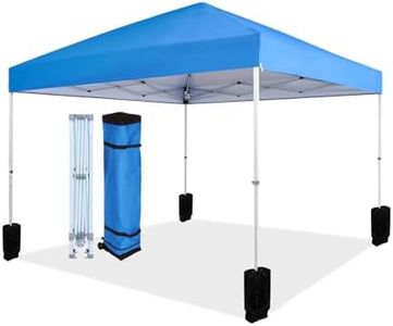 Amazon Basics Outdoor Pop Up Canopy, 10ft x 10ft with Wheeled Carry Bag, 4-pk Weight Bag, Blue