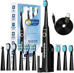 Seago Electric Toothbrushes for Adults, Rechargeable Toothbrush with 10 Heads and Toothbrush Holder, Fast Charge 4 Hours Last 30 Days, Toothbrush for Family, SG958(Black)