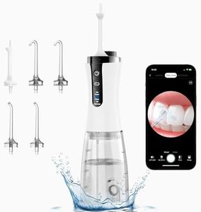 Water Dental Flosser, APP Cordless Water Flosser Teeth Pick Rechargeable, Oral Irrigator IPX7 Waterproof, Adjust Water Pressure & Flow Electric Waterflosser for Sensitive Teeth