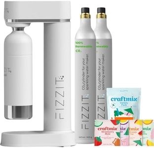 FIZZIT Fizz & Flavor Power Bundle | Soda Maker with 12-Flavor Drink Mix Variety Pack & 2 CO₂ Cylinders | Customizable Carbonation, Eco-Friendly, No Electricity Needed