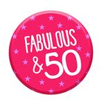 Fabulous 50 Today 50th Birthday Badge 76mm Pin Button Funny Novelty Gift Idea For Her Women