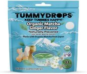 USDA Organic Matcha Ginger Tummydrops, Gluten Free & Vegan, 33 Individually Wrapped Drops in a Resealable Bag