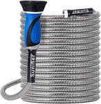 Metal Garden Hose 25 Ft Flexible Stainless Steel Garden Hose 25 ft Lightweight, Heavy Duty Water Hose With High Pressure Hose Nozzle Sprayer for Garden, Lawn(25 FT)