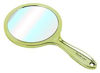 Scarlet Line Professional Series Medium Round Shape Double Sided Magnifying Makeup Hand Mirror with Handle for Men & Women, Golden, 27 x 14.5 x 1 cm