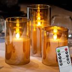 XERGY Acrylic Glass Battery Operated Flameless Led Candles (Pack Of 3), Multicolor