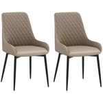 HOMCOM Dining Chairs Set of 2, Modern PU Leather Upholstered Kitchen Chairs with Diamond Tufted Backs and Steel Legs for Living Room, Dining Room, Bedroom, Khaki