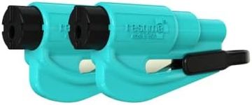 resqme Pack of 2,The Original Emergency Keychain Car Escape Tool, 2-in-1 Seatbelt Cutter and Window Breaker, Made in USA, Teal - Compact Safety Hammer