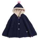 Yellow Apple Girls Winter Wear hoddie Neck Woolen Dori Design Poncho - 23147