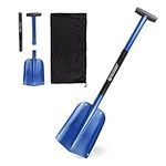 72 HRS Collapsible 3-in-1 Aluminum Compact Snow Shovel - Snow Removal in Winter, Emergency Kit for Vehicle, Car, Van, SUV, Truck, Snowmobile, Snowboard Gear, Camping, Gardening (Blue, 21”-32”)