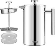 Miuly Stainless Steel Cafetiere Gift Set, 350ml Cafetiere, Double Walled for Insulation, Includes Two Extra Fliters,3 Cups (12 oz)