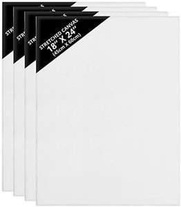 Belle Vous Set Tele per Dipingere (4pz) - Tela per Dipingere da 45 x 60 cm - Tela da Dipingere Pre-Allungata - Tela Pittura ad Olio, Acrilica, Schizzi e Disegni - Tela Bianca per Dipingere