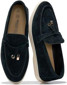 Project Cloud Genuine Leather Womens Shoes - Lightweight Moccasins Penny Loafers for Women with Memory Foam and Leather Insole - Non-Slip Casual Womens Slip on Shoes for Women (IRIS, BLKSDE,7M)