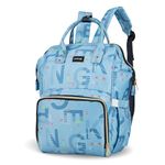 LuvLap Multifunctional Waterproof Diaper Bag-Backpack Cum Tote bag/Travel bag, Premium Oxford waterproof material, Large storage capacity with 15 pockets, Blue (all over print)