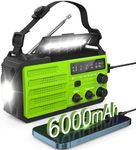 Emergency Radio 6000mAh Solar Hand Crank Emergency Radio: AM/FM/NOAA Weather Radio with Phone Charger, Flashlight & Reading Lamp, Headphone Jack, SOS Alarm for Home Survival Hurricane