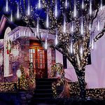 Meteor Shower Rain Lights LED Christmas Light 240 LEDs 11.8 inch 10 Tubes Waterproof Drop Icicle Snow Falling Raindrop Cascading Lights for Party Wedding Garden Christmas Tree Decoration (White)