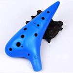 Techson Plastic Ocarina Alto C, 12 Hole Ocarina Easy Instrument for Children, Beginners, Zelda Fans (Blue)