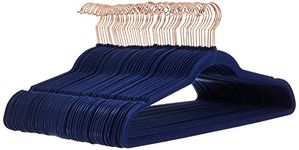 Amazon Basics Slim, Velvet Non-Slip Suit Clothes Hangers, 50-Pack, Navy Blue/Rose Gold