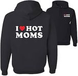 wild custom apparel I Heart Hot Moms FRONT AND BACK Mens Hoodies, Black, X-Large