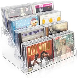 Vowcarol 4-Tier Acrylic CD Storage Organizer, Clear Dvd Case Holder for 32 Jewel Cases