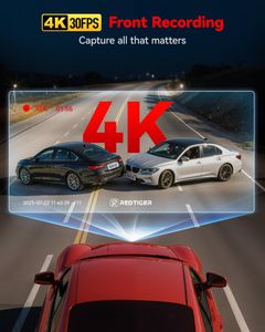 REDTIGER 4K Dash Cam Front – WiFi, Night Vision, 24H Parking, 32GB Card
