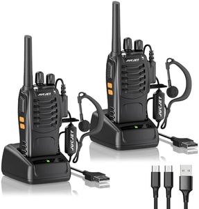 JUCJET Walkie Talkies 88E, 2 Way Radio Rechargeable Walkie Ttalkie with LED Light, Portable & Compact Handheld Two Way Radios,Reliable Long Range Walkie Talkie, with USB Charger and Original Earpiece