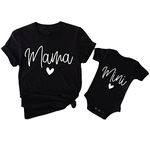 Personalised Matching Mama and Mini T-Shirt with Bodysuit or Kids T-Shirt | Set of 2 | Mother & Son or Daughter Matching Outfit White, Black