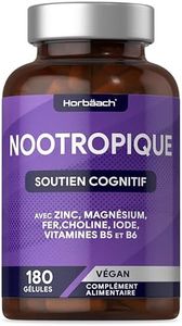 Nootropique Puissant | Complément Alimentaire pour Concentration et Mémoire | 180 Gélules Végétaliennes | Formule pour Augmenter Brain Focus, Fonctions Cérébrales et Agilité Mentale | Horbaach
