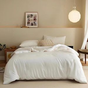 Luxlovery White Comforter Set Queen White Bedding Comforter Set Plain White Queen Size Bed Sets Solid White Bedding Quilts Hotel Collection Women Men Soft Breathable Queen Size Comforter