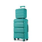 Kono Luggage Sets 2 Piece Hard Shell Polypropylene Travel Trolley with 4 Spinner Wheels TSA Lock Carry On Hand Cabin Suitcase with Beauty Case (Turquoise)