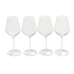 OHS Angular Clear Plastic Wine Glasses Set of 4, Reusable Unbreakable Wine Glasses for Outdoor Parties Picnics Poolside BBQs Champagne Glass