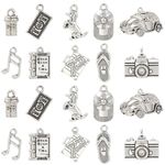 DanLingJewelry 50Pcs 10 Styles Road Trip Theme Charms Tibetan Travel Charms Car Dollar Camera Guide Book Charms for DIY Jewelry Making